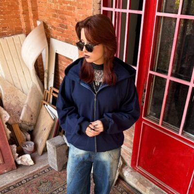 سویشرت سرمه‌ای 100% پنبه